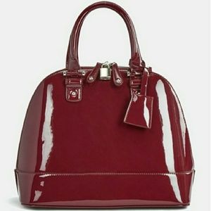 Gorgeous patent satchel in plum: never used!